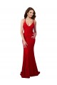 Discount Open Back V-Neck Lace Red Long Evening Dress UK