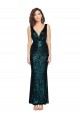 Discount V-Neck Sequin Dark Green Long Evening Dress UK