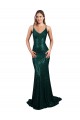 Discount Low Back V-Neck Sequin Dark Green Long Sexy Evening Dress UK