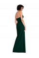 Discount Low Back Scoop Neck Stretch Crepe Midnight Green Long Evening Dress UK