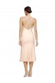 Discount Open Back V-Neck Stretch Crepe Nude Midi Length Evening Dress UK