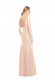 Discount Open Back Bateau Neck Stretch Crepe Nude Long Semi Formal Evening Dress UK