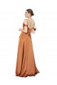 Discount Low Back Spaghetti Straps Silky Satin Orange Long Evening Dress UK