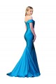 Discount Off the Shoulder Satin Peacock Blue Long Evening Dress UK