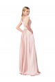 Discount Off the Shoulder Satin Pink Long Evening Dresses UK