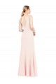 Discount V-Back V-Neck Stretch Crepe Pink Long Evening Dress UK