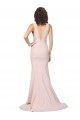 Discount V-Back V-Neck Stretch Crepe Pink Sweep Train Sexy Evening Dress UK