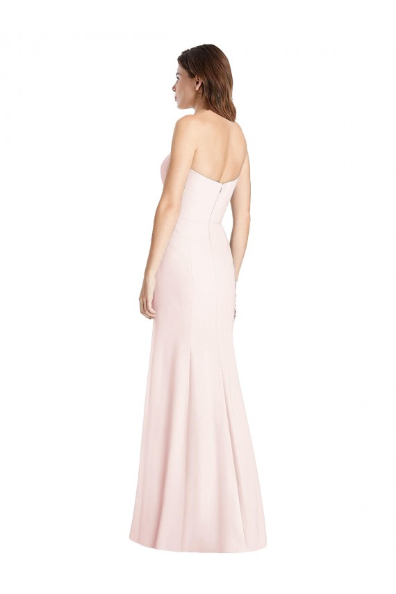Discount Low Back Sweetheart Stretch Crepe Pink Long Semi Formal Evening Dress UK