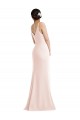 Discount V-Back V-Neck Stretch Crepe Pink Sleeveless Long Evening Dress UK
