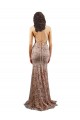 Discount Open Back V-Neck Stretch Crepe & Sequin Tulle Rose Gold Long Evening Dress UK