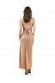 Discount Open Back Cowl Neck Silky Satin Rose Gold Midi Length Evening Dress UK