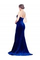 Discount Low Back Sweetheart Stretch Velvet Royal Blue Sweep Train Evening Dress UK