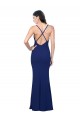 Discount Open Back V-Neck Stretch Crepe Royal Blue Long Evening Dress UK