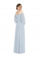 Discount Off the Shoulder Soft Chiffon Sea Glass Long Evening Dress UK