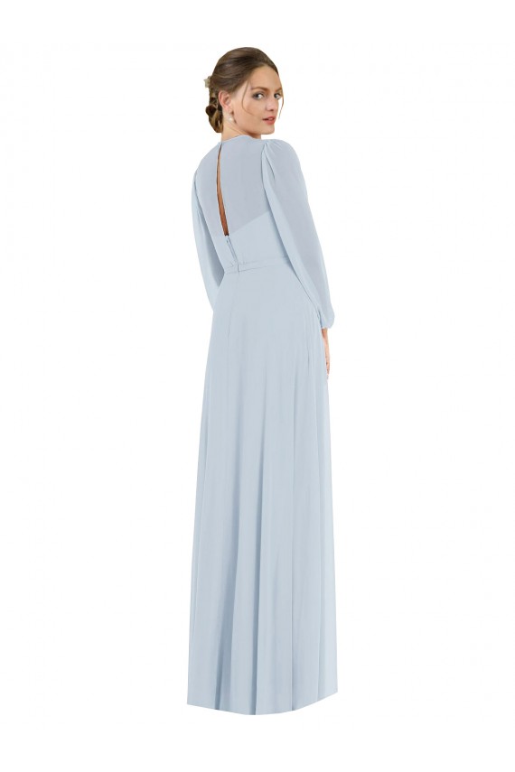 Discount Keyhole Back Strapless Soft Chiffon Sea Glass Long Maxi Evening Dress UK