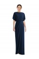 Discount Open Back Bateau Neck Spandex Dark Navy Long Maxi Evening Dress UK