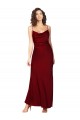 Discount Low Back Cowl Neck Silky Satin Burgundy Long Evening Dress UK