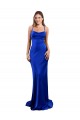 Discount Open Back Cowl Neck Silky Satin Royal Blue Long Evening Dress UK
