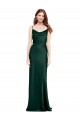 Discount V-Back Cowl Neck Stretch Satin Hunter Long Wedding Party Dress UK