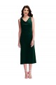 Discount V-Back Cowl Neck Stretch Velvet Dark Green Midi Length Maxi Evening Dress UK