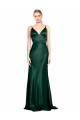 Discount V-Back Spaghetti Straps Stretch Satin Hunter Long Evening Dress UK