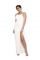 Discount Low Back Halter Neck Stretch Satin Ivory Long Evening Dress UK