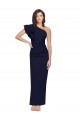 Discount One Shoulder Stretch Crepe Dark Navy Long Evening Gown UK