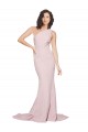 Discount One Shoulder Stretch Crepe Mauve Sweep Train Semi Formal Evening Dress UK