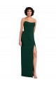 Discount Low Back Scoop Neck Stretch Crepe Midnight Green Long Evening Dress UK
