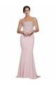 Discount Low Back Strapless Stretch Crepe Mauve Sweep Train Evening Dress UK