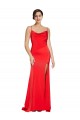 Discount Low Back Cowl Neck Stretch Satin Red Long Evening Dress UK