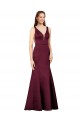 Discount V-Back V-Neck Satin Burgundy Long Evening Dress UK