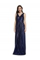 Discount V-Back V-Neck Sequin Dark Navy Long Evening Dress UK