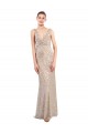 Discount V-Back V-Neck Sparkling Sequin Silver Long Evening Dress UK