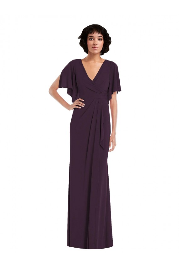 Discount V-Neck Spandex Grape Long Maxi Evening Dress UK