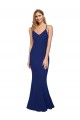 Discount Open Back V-Neck Stretch Crepe Royal Blue Long Evening Dress UK