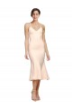Discount Open Back V-Neck Stretch Crepe Nude Midi Length Evening Dress UK