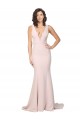 Discount V-Back V-Neck Stretch Crepe Pink Sweep Train Sexy Evening Dress UK