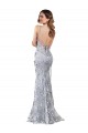 Discount Open Back V-Neck Stretch Crepe & Sequin Tulle Silver Long Evening Dress UK