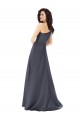 Discount One Shoulder Satin Slate Grey Long Evening Dress UK