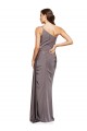 Discount One Shoulder Silky Satin Slate Grey Long Evening Dress UK