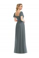 Discount Square Neck Soft Chiffon Slate Grey Long Maxi Evening Dress UK