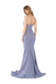 Discount Low Back Sweetheart Stretch Crepe Smoke Blue Long Evening Dress UK