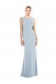 Discount Backless Bateau Neck Stretch Crepe Light Sky Blue Long Semi Formal Evening Dress UK