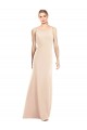 Discount Open Back Bateau Neck Stretch Crepe Nude Long Semi Formal Evening Dress UK