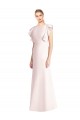 Discount Open Back Bateau Neck Stretch Crepe Pink Cap Sleeves Long Semi Formal Evening Dress UK