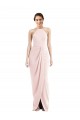 Discount Halter Neck Stretch Crepe Pink Long Maxi Wedding Party Dress UK