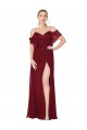 Discount V-Back Off the Shoulder Soft Chiffon Burgundy Long Evening Dress UK
