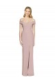 Discount Open Back Off the Shoulder Stretch Crepe Dusty Pink Long Semi Formal Evening Dress UK