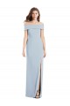 Discount Off the Shoulder Stretch Crepe Light Sky Blue Long Semi Formal Evening Dress UK